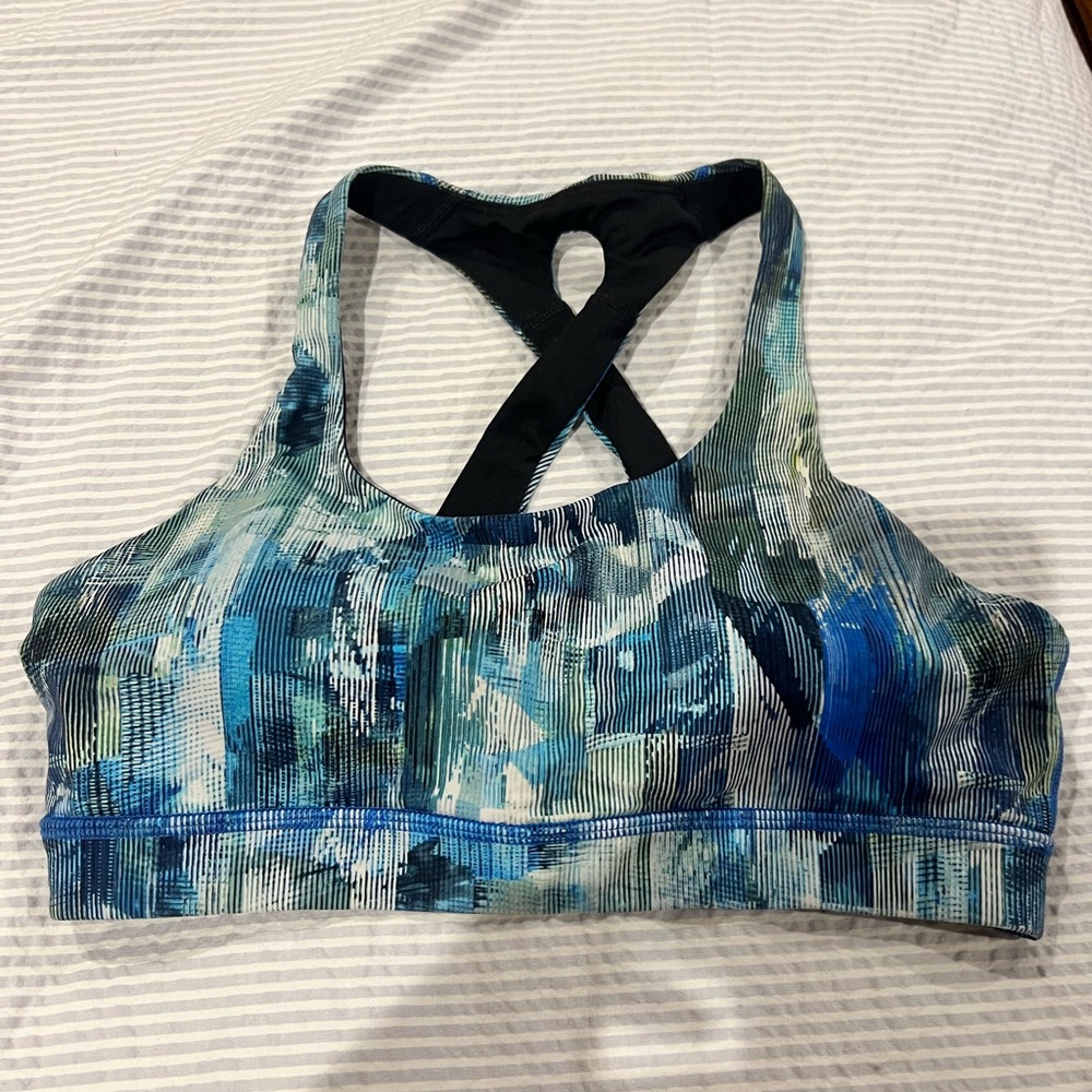 Lululemon Sports Bra size 8 in excellent condition blues and greens